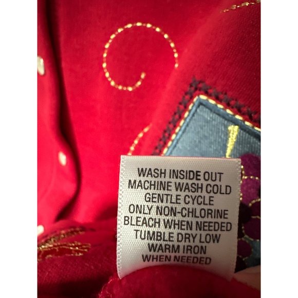 VTG Breckenridge women’s Petite M red fleece lined pearl snap appliqué cardigan - Picture 5 of 8
